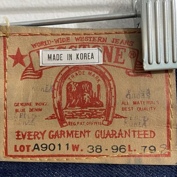 Bigstone Jeans Men 38x79 Indigo Vintage 70s Denim Straight Blue Dark Wash A9011 - Picture 8 of 11